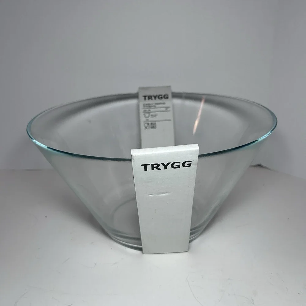 IKEA TRYGG Serving Bowl Clear Glass, 28cm Salad Dessert Popcorn Punch
